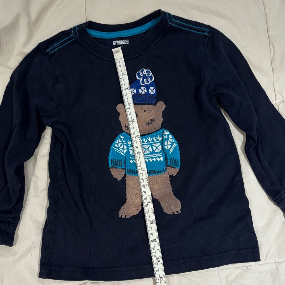 Kids Gymboree Navy Long Sleeve Shirt Size 2 - Adorable Bear - Picture 4 of 4